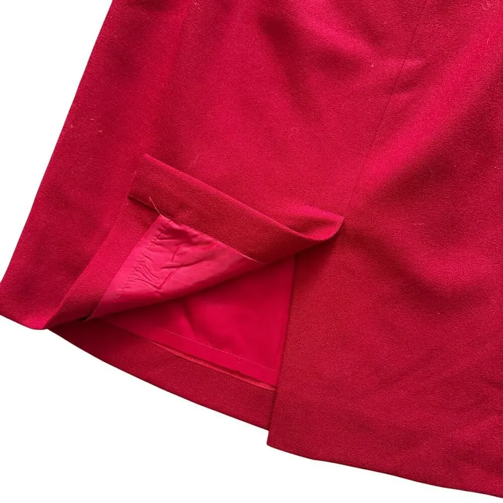 VTG Talbots 100%‎ Wool Skirt Women's Sz 6 8 10 Red Pencil straight Vintage Midi